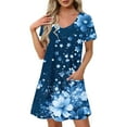 thumbnail image 1 of Hvot&aat Womens Summer Dress Floral Print Casual Short Sleeve Dress with Pockets A-Line Swing Dress for Beach or Daily Wear, 1 of 7