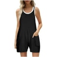 thumbnail image 1 of Hvot&aat Womens Summer Eyelets Shorts Rompers Loose Spaghetti Strap Sleeveless Casual Bib Shorts Jumpsuit Overalls with Pockets, 1 of 5