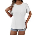 thumbnail image 1 of Hvot&aat Womens Summer Patchwork T-Shirts Casual Crewneck Short Sleeve Tees Summer Basic Tops with Pocket, 1 of 6