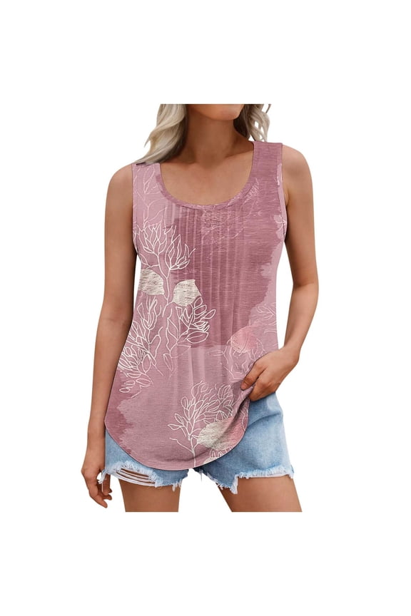 Womens Tank Tops Summer Sleeveless Shell Edge Hem Loose Fit Pullover Casual Beach Vacation Clothes