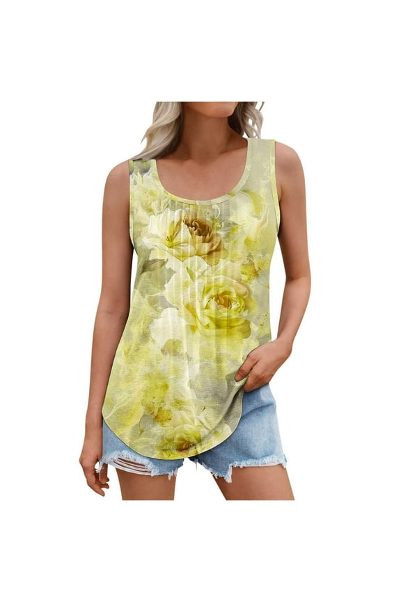Womens Tank Tops Summer Sleeveless Shell Edge Hem Loose Fit Pullover Casual Beach Vacation Clothes