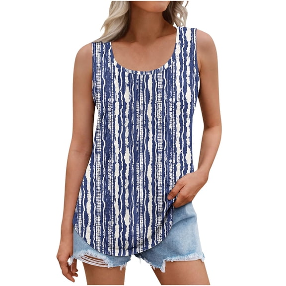 Hvot&aat Womens Tank Tops Summer Sleeveless Shell Edge Hem Loose Fit Pullover Casual Beach Vacation Clothes