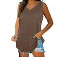 thumbnail image 1 of Hvot&aat Womens Tank Tops V Neck Basic Solid Color Casual Flowy Summer Sleeveless Tunic Shirt, 1 of 7