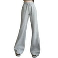 thumbnail image 1 of Hvot&aat Womens Wide Leg Pants Elastic High Waisted Bell Bottom Trousers Casual Solid Color Baggy Sweatpants, 1 of 6
