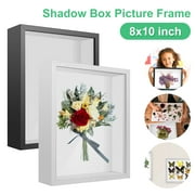 8x8 Shadow Box Frame with Soft Linen Back - Easy Opening Memory Display  Case of Flower, Pictures, Art and More, Rustic White