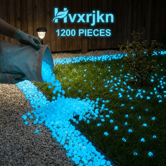 Hvxrjkn 1200Pcs Luminous Pebbles Stones,Luminous Stones Glow in The Dark Garden Pebbles Rocks,Glow in The Dark Garden Pebbles Stones Rocks for Home Outdoor Walkways Garden Path Patio Lawn Garden Yard