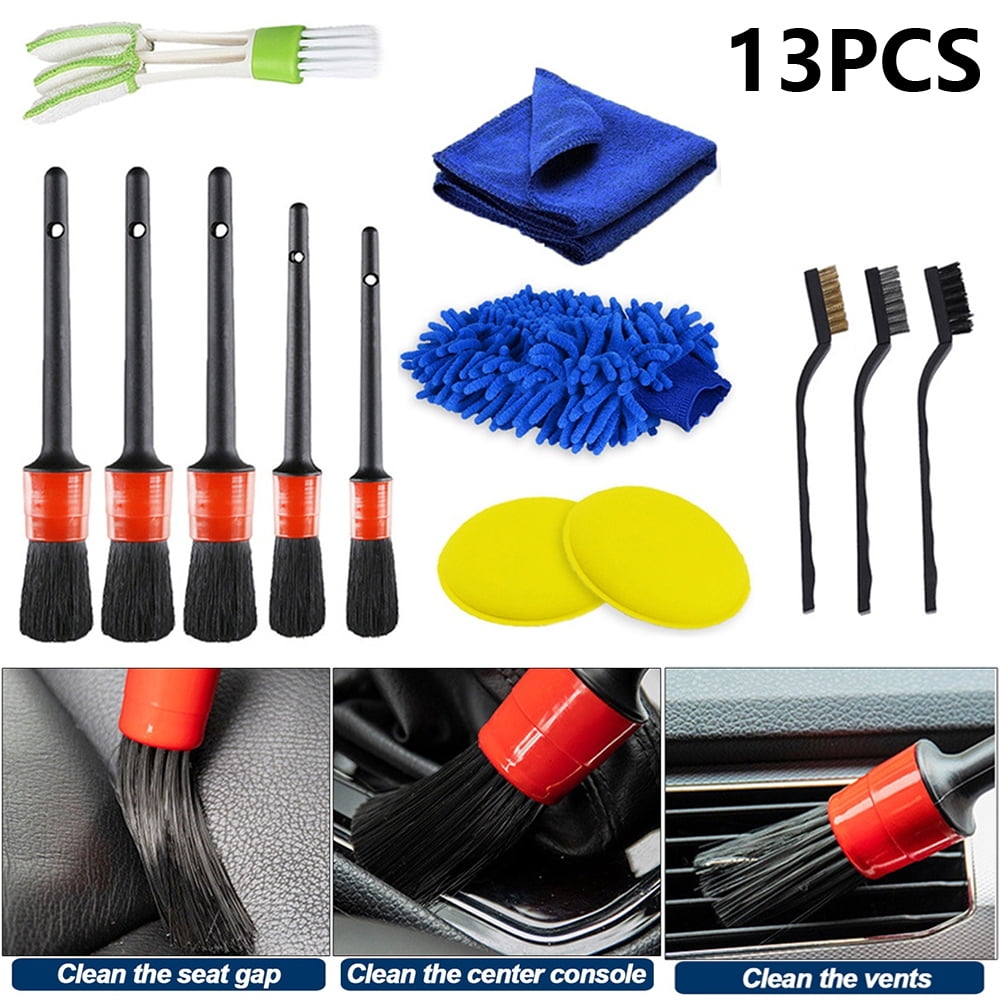 Car Cleaning Kit Scrubber Drill Detailing Brush Set Air Conditioner Vents Towel Washing Gloves Polisher Adapter Vacuum Cleaner - Sponges, Cloths & Brushes