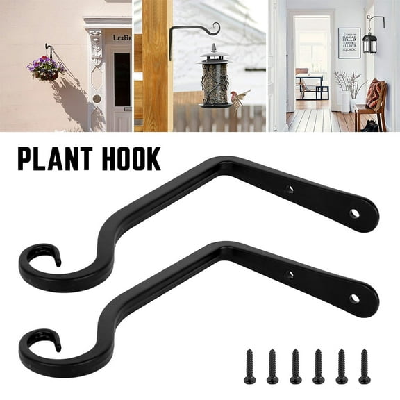 Hvxrjkn 2 Pack Iron Wall Plant Hook, Metal Wrought Bracket Plant Hooks Hanger for Garden Bird Feeders, Planters, Lanterns, Wind Chimes