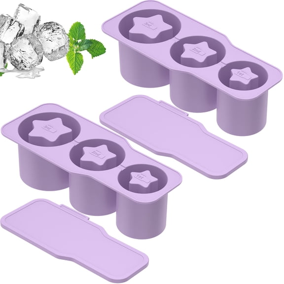 Hvxrjkn 2 Pcs Tumbler Ice Mold Silicone Ice Cube Tray with Lid for Tumbler Cup Safe Freezer Ice Molds Easy Release Ice Cube Molds for Chilling Cocktails Whiskey Drinks Coffee