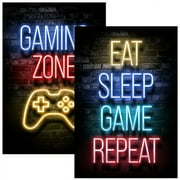 Hvxrjkn 2Pcs Gaming Poster, Boys Room Decorations for Bedroom, gamer wall art,Gamer, Teen boy bedroom, game room, No Frames
