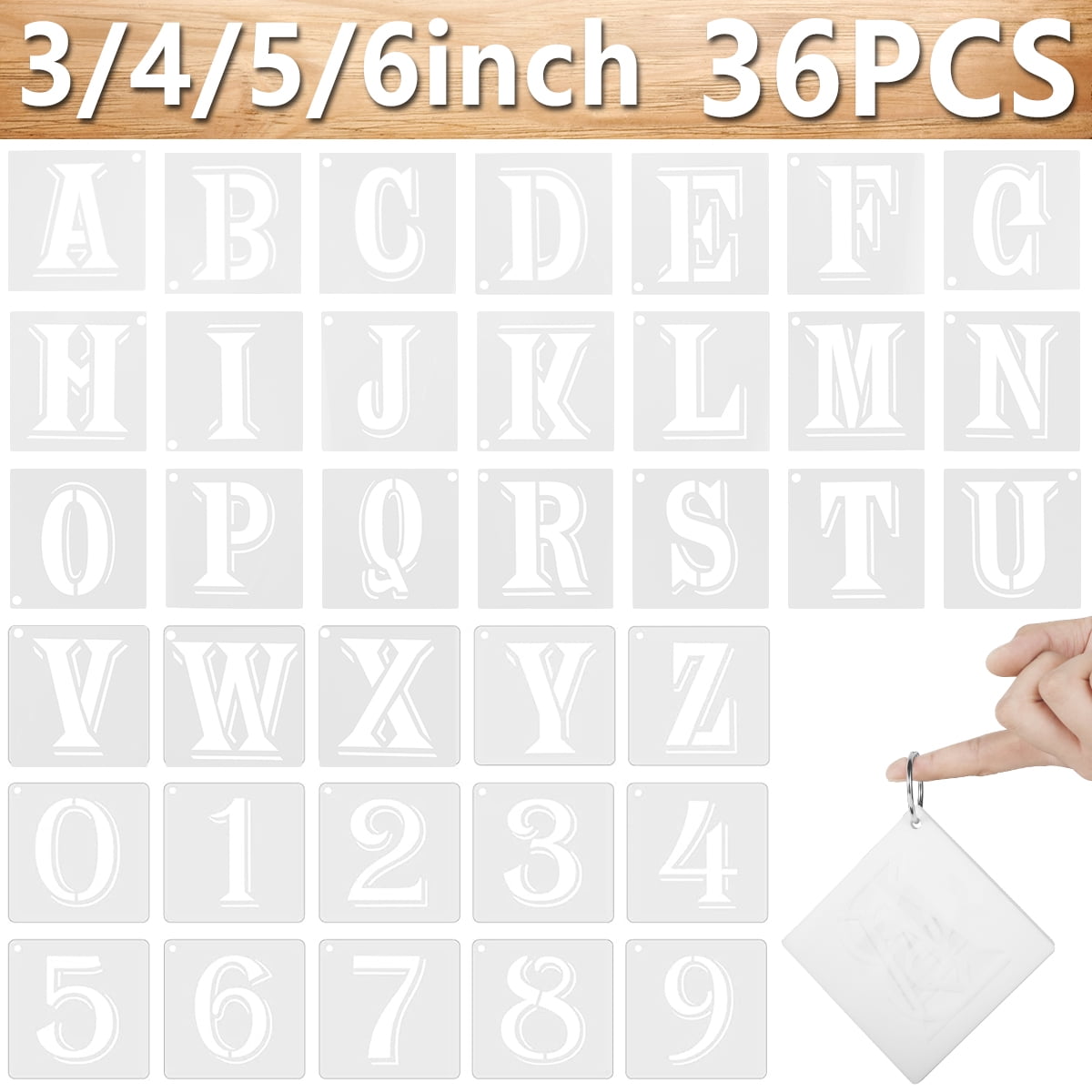 4 Inch Letter Number Stencils Alphabet Templates Set with Ring 3W White  36pcs