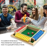 Hvxrjkn 4 Player Shut the Box Set Wooden Interactive Shut the Box Dice Game with Digital Numbers Non-Burr Four-Sided Flop Games Toy for KTV Bar Club Party 9 inch