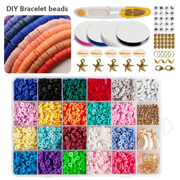 Flat Clay Beads For Jewelry Bracelet Making Kit, Flat Polymer Heishi Beads  Diy Arts Crafts Kit
