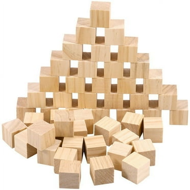 Hvxrjkn 50Pcs Wood Blocks for Crafts Pine Wood Square Blocks 1 Inch Unfinished Wood Craft Cubes Natural Wooden Blocks Wooden Cubes for Model Making Crafts DIY Projects