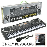 Hvxrjkn 61 Key Keyboard Piano, Digital Electronic Musical Keyboard, for Beginner Electric Piano Keyboard Set with USB cable, Microphone - Black