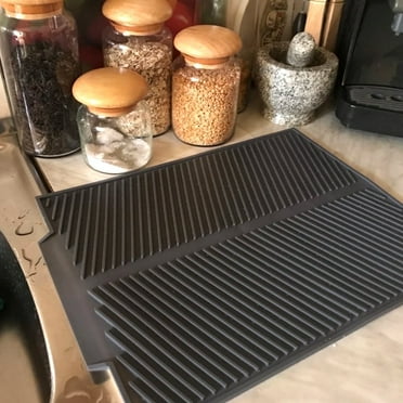 Hvxrjkn Dish Drying Mat Drain Mat,Rectangel Silicone Mat Heat Resistant Slip-Proof Tray for Kitchen Counter