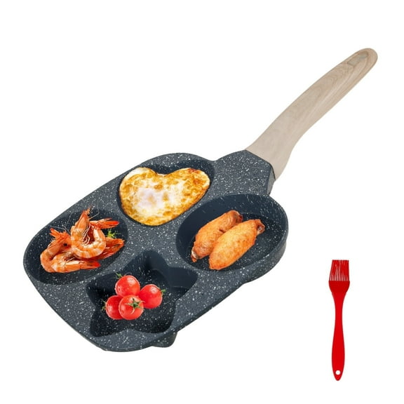 Hvxrjkn Egg Pan Egg Frying Pan with Detachable Handle 7.5*7.5in 4 Cup Marmolite Coating Non Stick Easy to Clean Mini Breakfast Pan for Omelet Patty