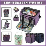 Hvxrjkn Knitting Bag,Yarn Storage Tote with Compartments for Knitting Needles, Crochet Hooks, Knitting Project and Accessories, Bag Only