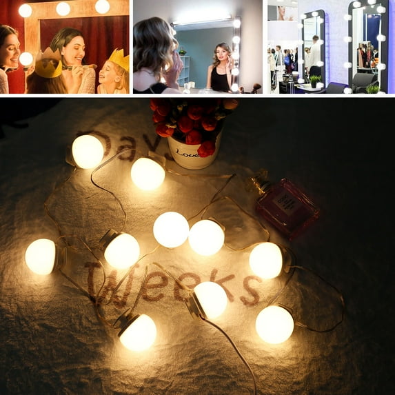 Hvxrjkn LED Vanity Mirror Lights with Dimmable Bulbs 3 Color Modes Style Makeup Lights Bath Mirror Lamps with USB Cable Power Mirror String Light LED Mirror Light Kit