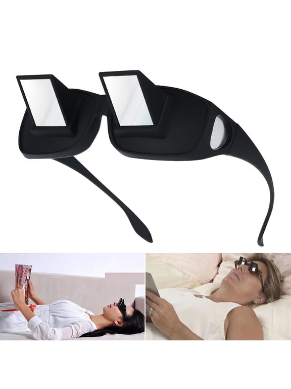 Lazy Glasses for Bed, 90 Degree Prism Spectacles for Lying Down Reading and Watching TV, Fits Over Prescription Glasses