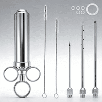 Hvxrjkn Meat Injector Syring 60ml 3 Marinade Needles Heavy Duty Food-Grade Injector Kit for BBQ Grill Roasting Cooking Marinated Meat Kitchen Tool