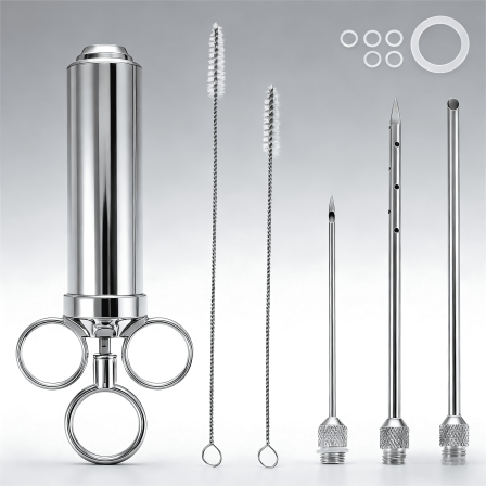Hvxrjkn Meat Injector Syring 60ml 3 Marinade Needles Heavy Duty Food-Grade Injector Kit for BBQ Grill Roasting Cooking Marinated Meat Kitchen Tool
