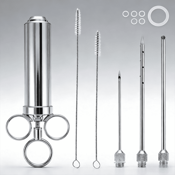 Hvxrjkn Meat Injector Syring 60ml 3 Marinade Needles Heavy Duty Food-Grade Injector Kit for BBQ Grill Roasting Cooking Marinated Meat Kitchen Tool