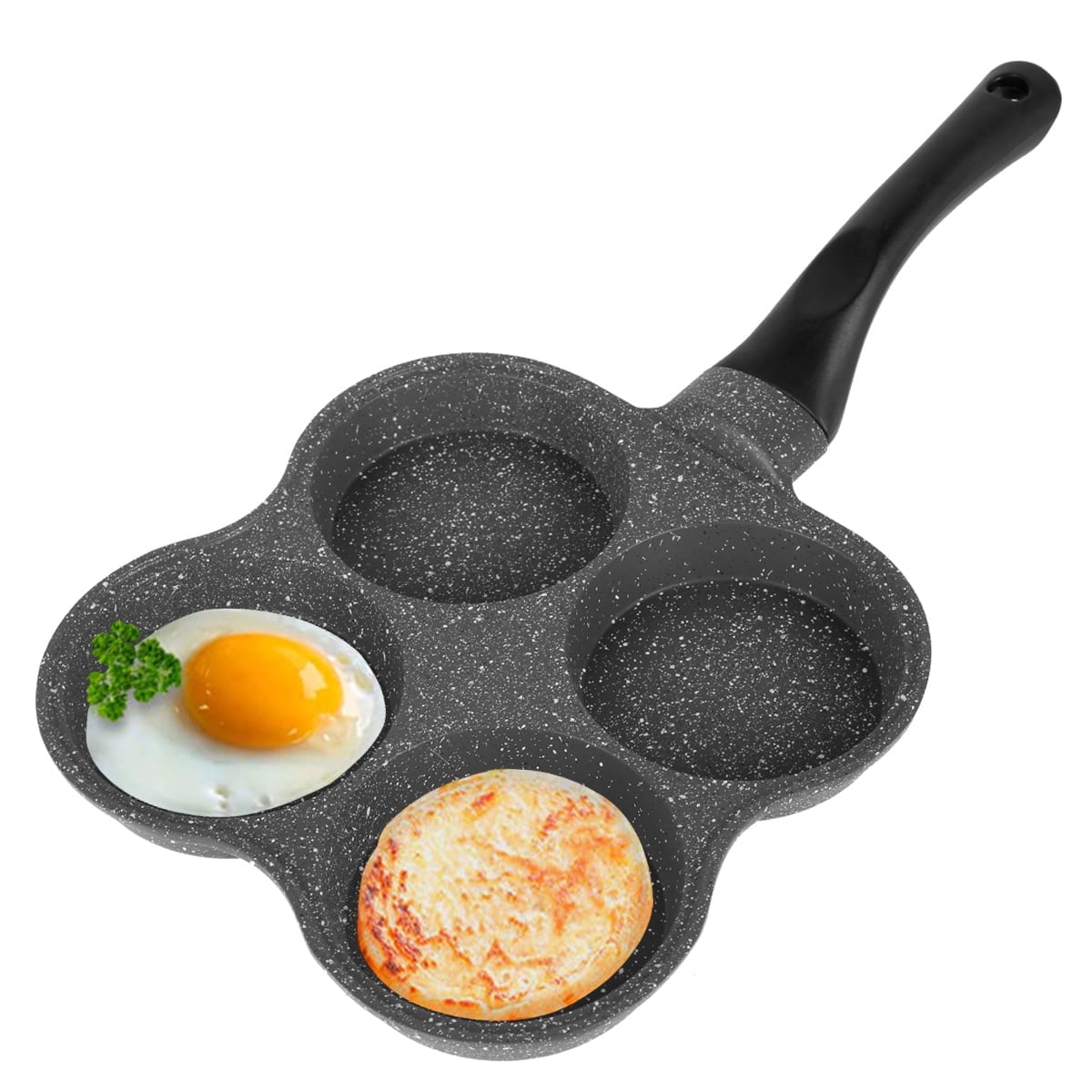 Hvxrjkn Pancake Pan Non-Stick Fried Egg Pan 4 Holes Frying Pan Pancakes Maker with Handle Crepe Pan for Breakfast Eggs Kitchen Utensils Burger Eye Pan for Gas Stove Electric Ceramic Cooker (Black) - Walmart.com