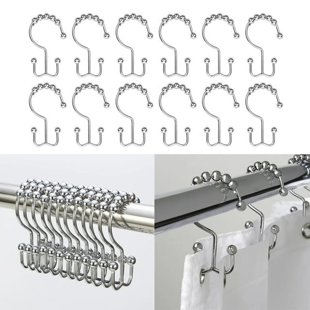 Hvxrjkn Rustproof Shower Curtain Rings, Stainless Steel Heavy Duty 