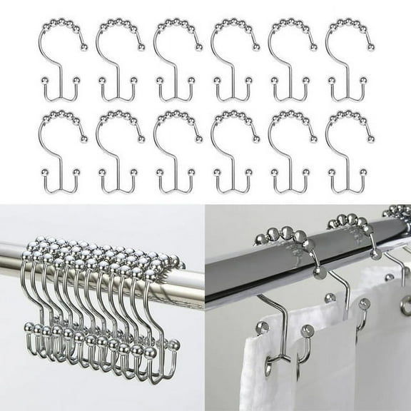 Hvxrjkn Rustproof Shower Curtain Rings, Stainless Steel Heavy Duty Roller Double Glide Shower Hooks