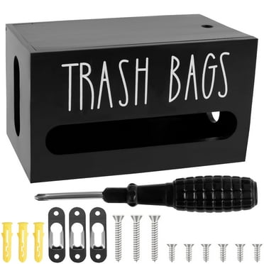 Hvxrjkn Trash Bag Dispenser Wall Mounted Trash Bag Organizer Portable Plastic Storage Box Wooden Trash Roll Holder with Top Lid for Home Kitchen