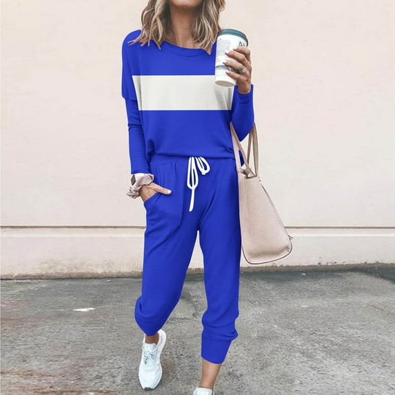 Hvyesh 2 Piece Outfits for Women Casual Plus Size Pajams Sets Lounge Matching Sets Long Sleeve Pullover Tops Long Pants Tracksuits
