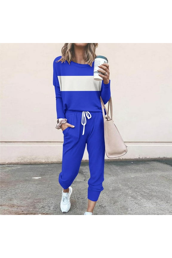 2 Piece Outfits for Women Casual Plus Size Pajams Sets Lounge Matching Sets Long Sleeve Pullover Tops Long Pants Tracksuits
