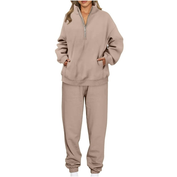 Hvyesh 2 Piece Outfits for Women Jogging Suits Casual Long Sleeve Pullover Sweatshirts Long Pants Travel Tracksuit Set Lounge Sets for Women