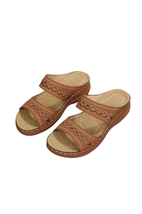 2024 Orthopedic Sandals for Women, Women Walking Slippers with Arch Support Anti-Slip Breathable Sandal Vintage Flip Flop