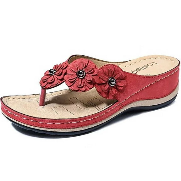 Hvyesh 2024 Wedges Shoes for Women Sandals with Arch Support Comfortable Bunion Corrector Orthopedic Sandals Women Flip Flops Dressy Summer Walking Wedge Shoes