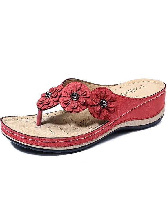 2024 Wedges Shoes for Women Sandals with Arch Support Comfortable Bunion Corrector Orthopedic Sandals Women Flip Flops Dressy Summer Walking Wedge Shoes