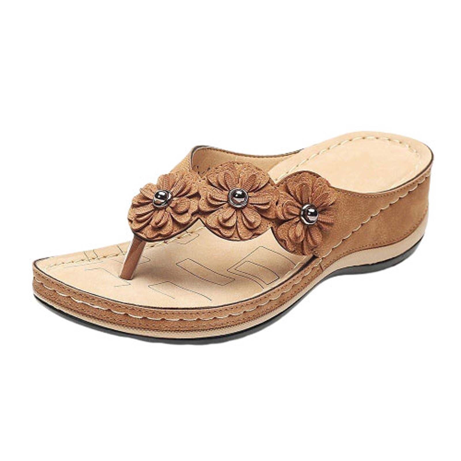Hvyesh 2024 Wedges Shoes for Women Sandals with Arch Support Comfortable Cushion FootBed