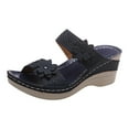 thumbnail image 1 of Hvyesh 2024 Womens Wedge Flip Flops Sandals with Arch Support Summer Comfortable Platform Bohemia Flat Beach Leather Sandals Walking Casual Shoes, 1 of 1