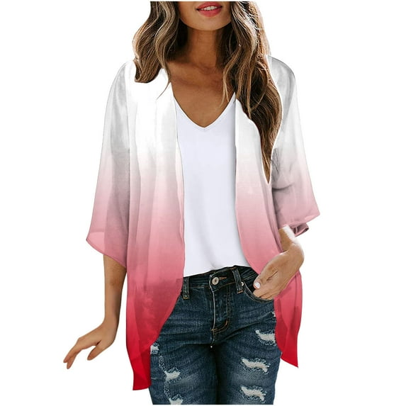 Hvyesh 2025 Floral Printed Cardigans Women's Puff Sleeve Kimono Casual Loose Cover Up Boho Blouse Tops Summer Boho Clothes