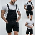 thumbnail image 1 of Hvyesh 2025 Men Denim Shorts Bib Overalls Relaxed Fit Above Knee Length Rompers Casual Walkshort Summer Jumpsuit with Pockets, 1 of 9