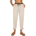 thumbnail image 1 of Hvyesh 2025 Womens Cotton Linen Jogger Pants Tapered Leg Summer Casual Drawstring Elastic Waist Lightweight Joggers with Pockets, 1 of 5