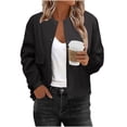 thumbnail image 1 of Hvyesh 2025 Womens Lightweight Bomber Jackets Trendy Casual Zip Up Windbreaker Plus Size Fall Work Cropped Coat with Pocket Black, 1 of 5