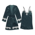 thumbnail image 1 of Hvyesh 2PCS Women Lace Trim Nightgown and Robe Set for Women Soft Velvet Bathrobe Cute Bride Nigthgowns, 1 of 3