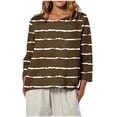 thumbnail image 1 of Hvyesh 3/4 Length Sleeve Womens Tops Spring Crewneck Tunic Tops Fashion Stripe Vacation Blouses Dressy Going Out Tops, 1 of 8