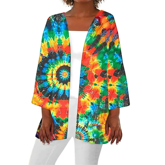 Hvyesh 3/4 Sleeve Cardigan for Women 2024 Chiffon Kimono Cardigan Soft 3/4 Sleeve Open Front Cardigan Loose Casual Cover Ups