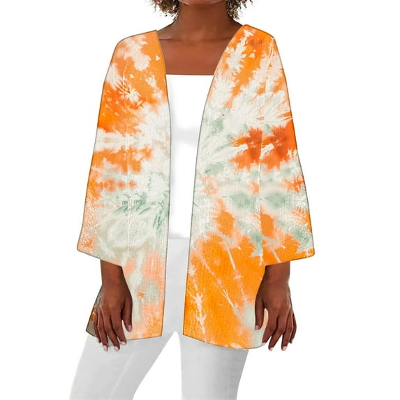 Hvyesh 3/4 Sleeve Cardigan for Women 2024 Chiffon Kimono Cardigan Soft 3/4 Sleeve Open Front Cardigan Loose Casual Cover Ups