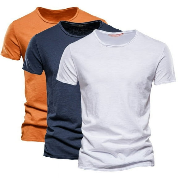 Hvyesh 3 Pack Workout Shirts for Men Quick Dry Running T-Shirt Short Sleeves Moisture Wicking Crew Neck Tee Athletic Casual Cotton Top