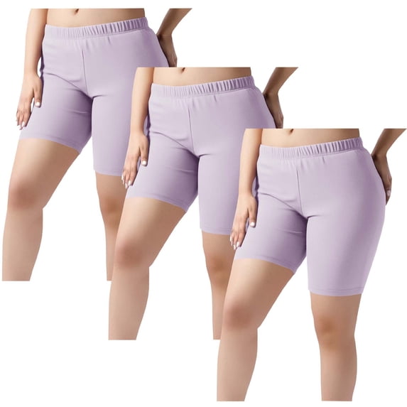 Hvyesh 3PC Plus Size Biker Shorts Women 5 Inch No Front Seam High Waisted Legging Athletic Workout Running Yoga Gym Shorts