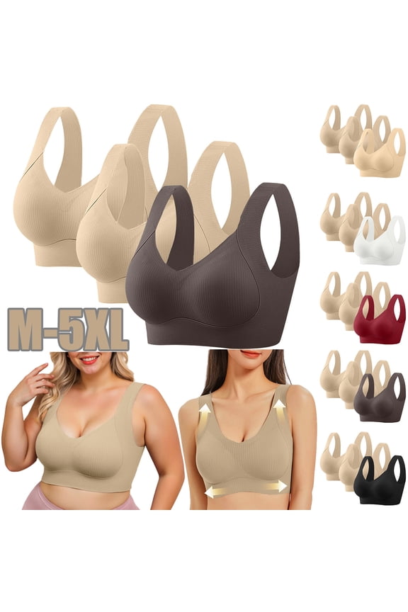 3pcs Womens Plus Size Sports Bra,High Impact Full Support Brassiere,Wireless Workout Running Bra